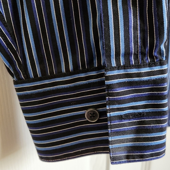 Men's Calvin Klein Striped Button Shirt Size Med - Picture 3 of 12